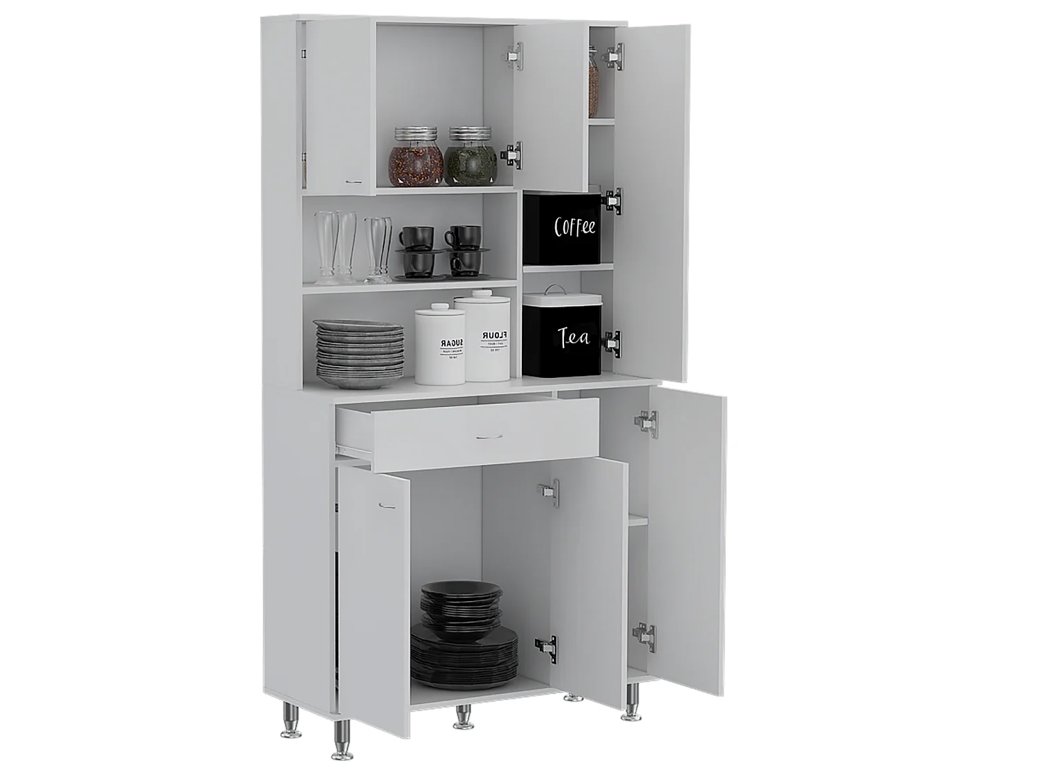 Armadio Della MT in melamina, con cassetto con guida in metallo , 168.91 cm X 89.91 cm X 34.79 cm , Bianco