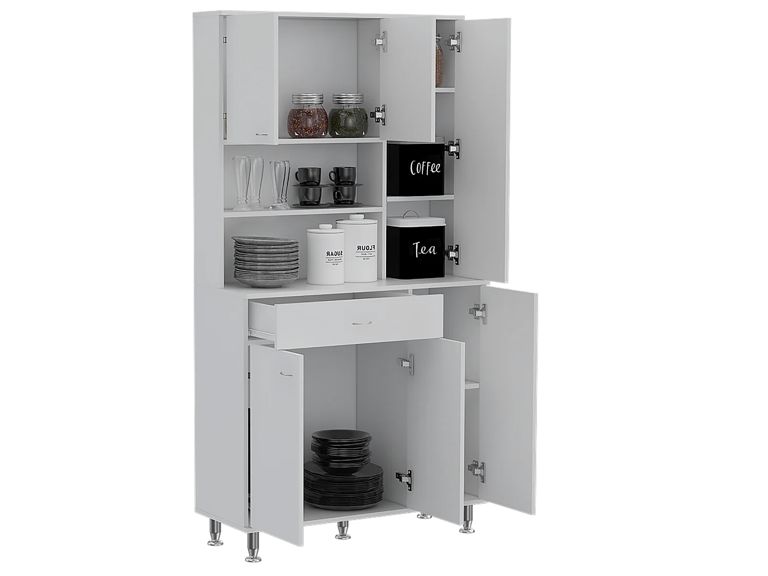 Meuble en mélamine Della MT, avec tiroir sur rail métallique , 168.91 cm X 89.91 cm X 34.79 cm , Blanc