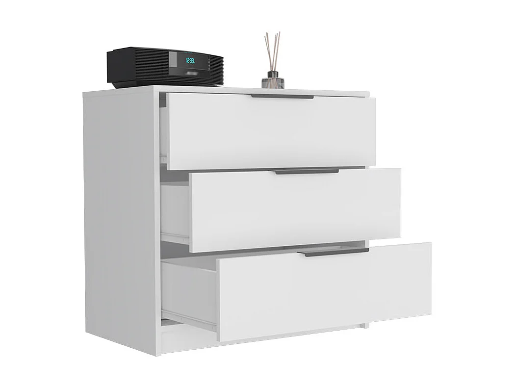 Commode Kaia en mélamine, avec tiroirs à rail métallique, 68.68 cm X 69.85 cm X 41.50 cm , Blanc