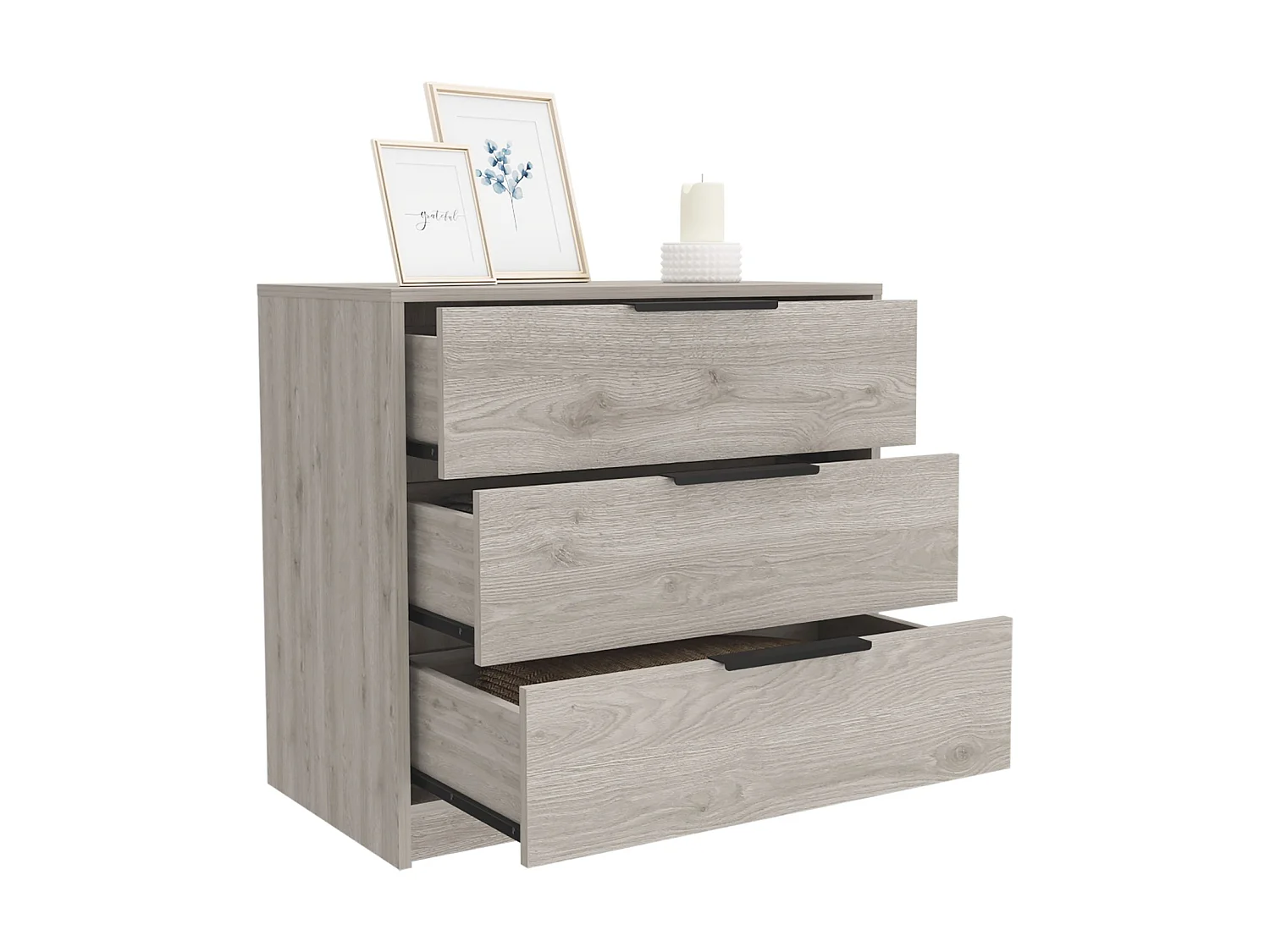 Cassettiera Kaia da 70 cm con 3 cassetti, grigio