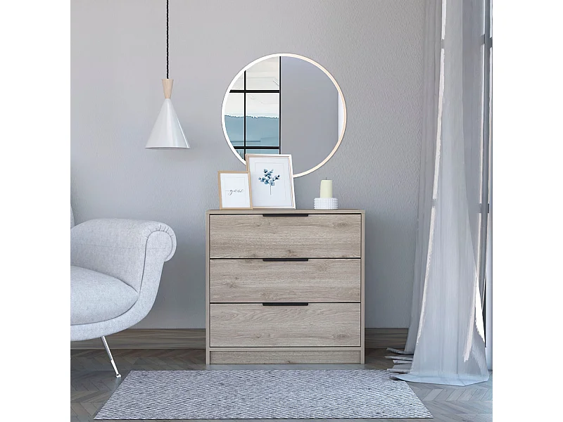 Commode Kaia en mélamine, avec tiroirs à rail métallique, 68.68 cm X 69.85 cm X 41.50 cm , Blanc