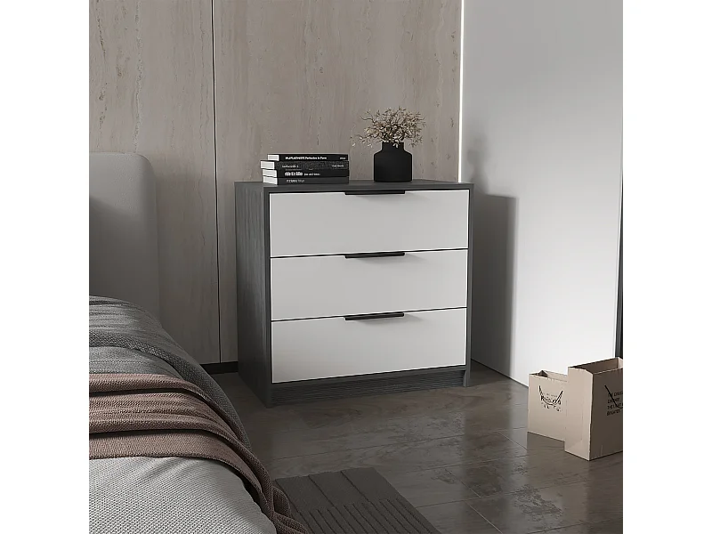 Cassettiera Kaia in melamina, con guide in metallo, 68.68 cm X 69.85 cm X 41.50 cm , Bianco
