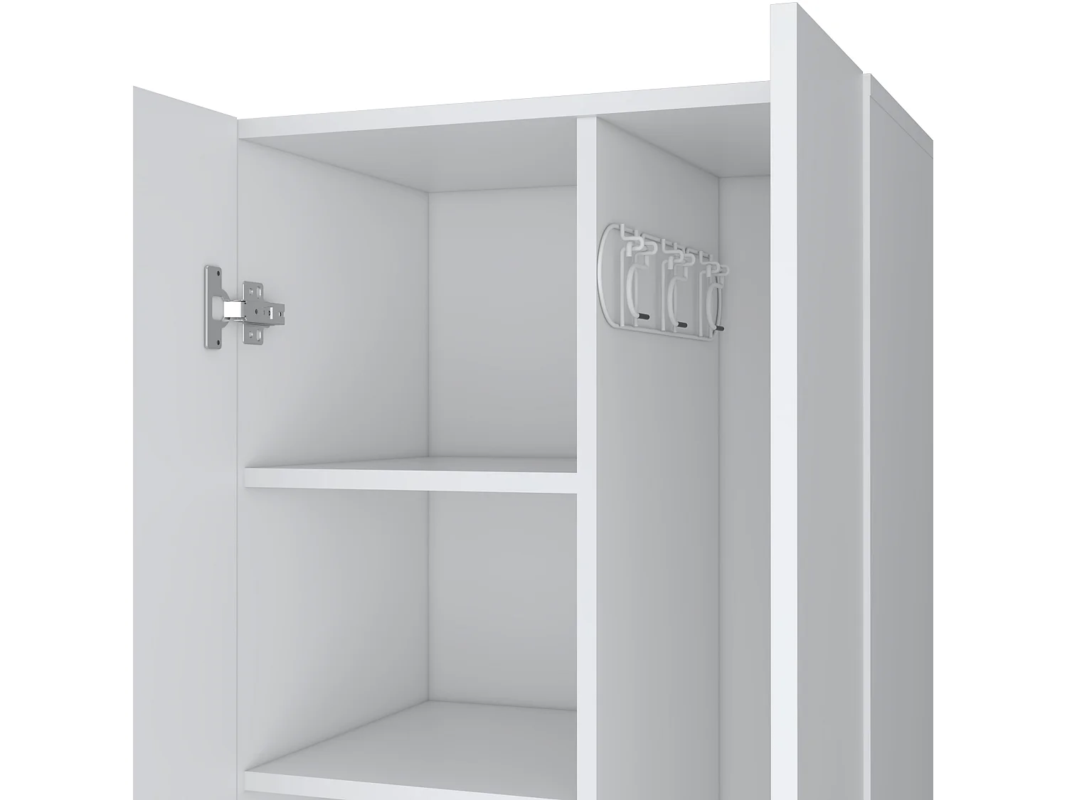 Armoire 2 portes en mélamine, avec tiroir à rail métallique, 178.99 cm X 59.20 cm X 50.01 cm , Blanc