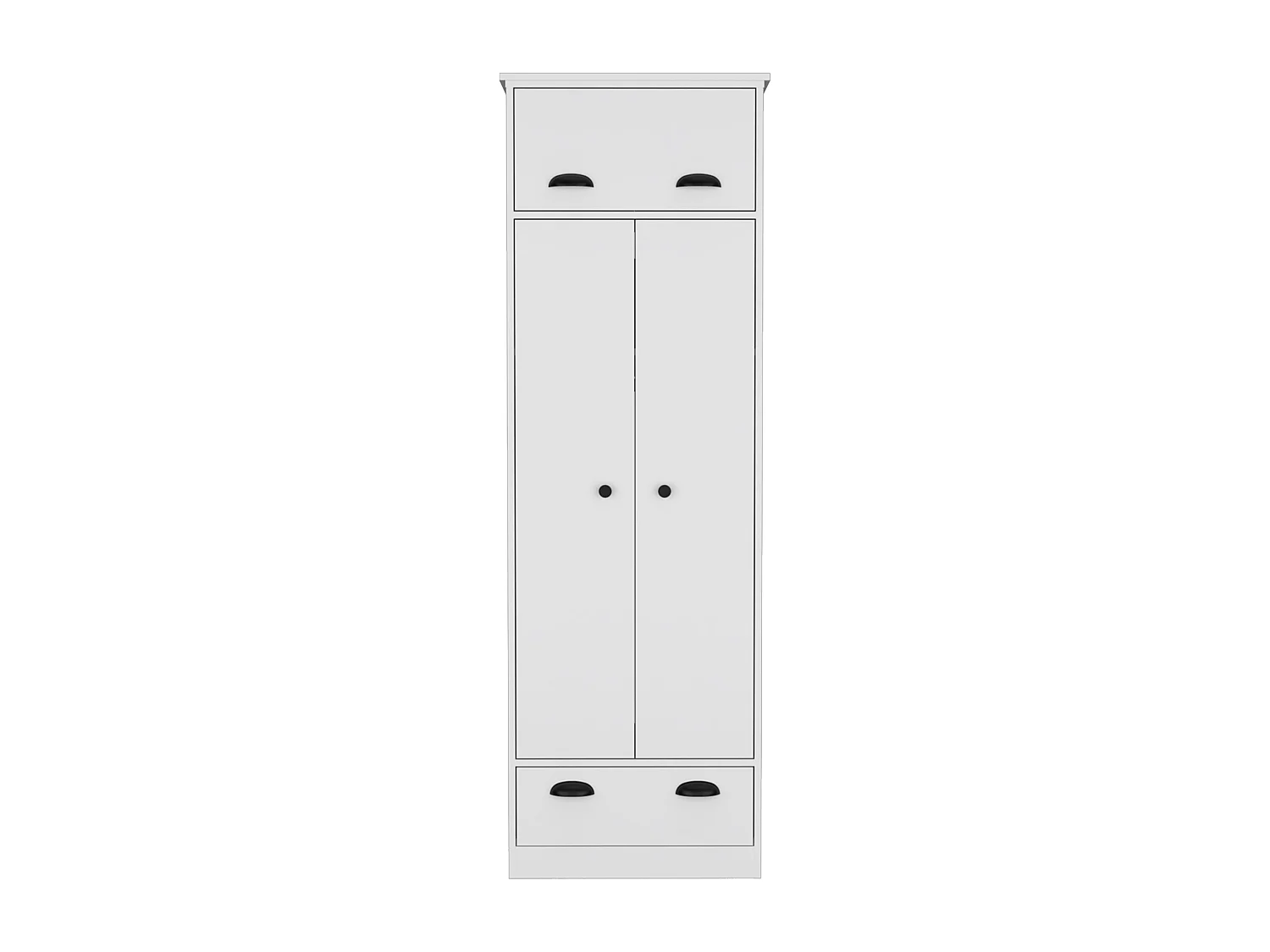 Armoire 2 portes en mélamine, avec tiroir à rail métallique, 178.99 cm X 59.20 cm X 50.01 cm , Blanc