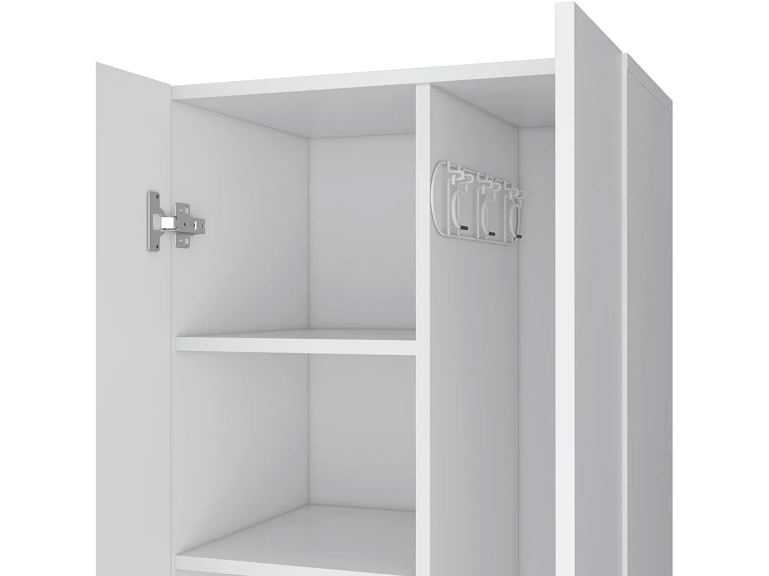 Armoire 2 portes en mélamine, avec tiroir à rail métallique, 178.99 cm X 59.20 cm X 50.01 cm , Blanc