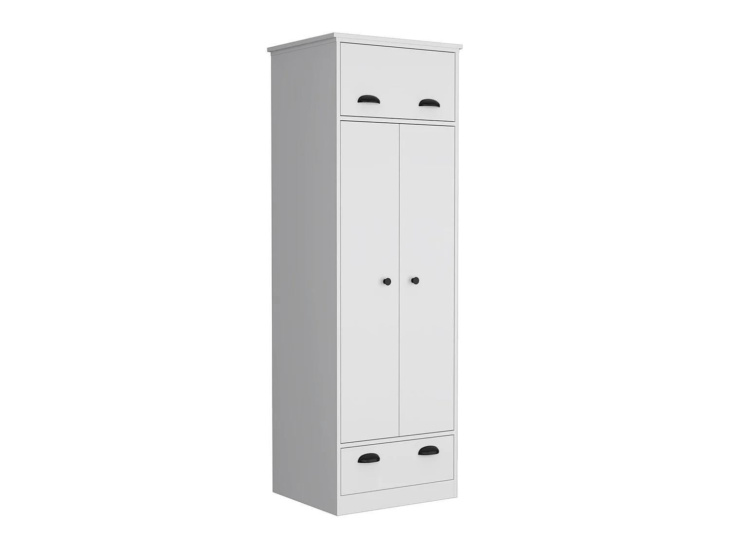 Armadio Falkland da 179 cm con 3 ante, 1 cassetto e barra appendiabiti, bianco