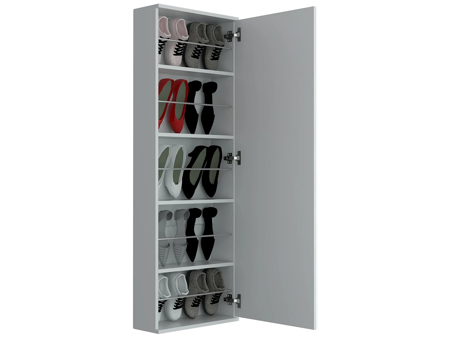 Scarpiera Leto da 138 cm con specchio, bianco