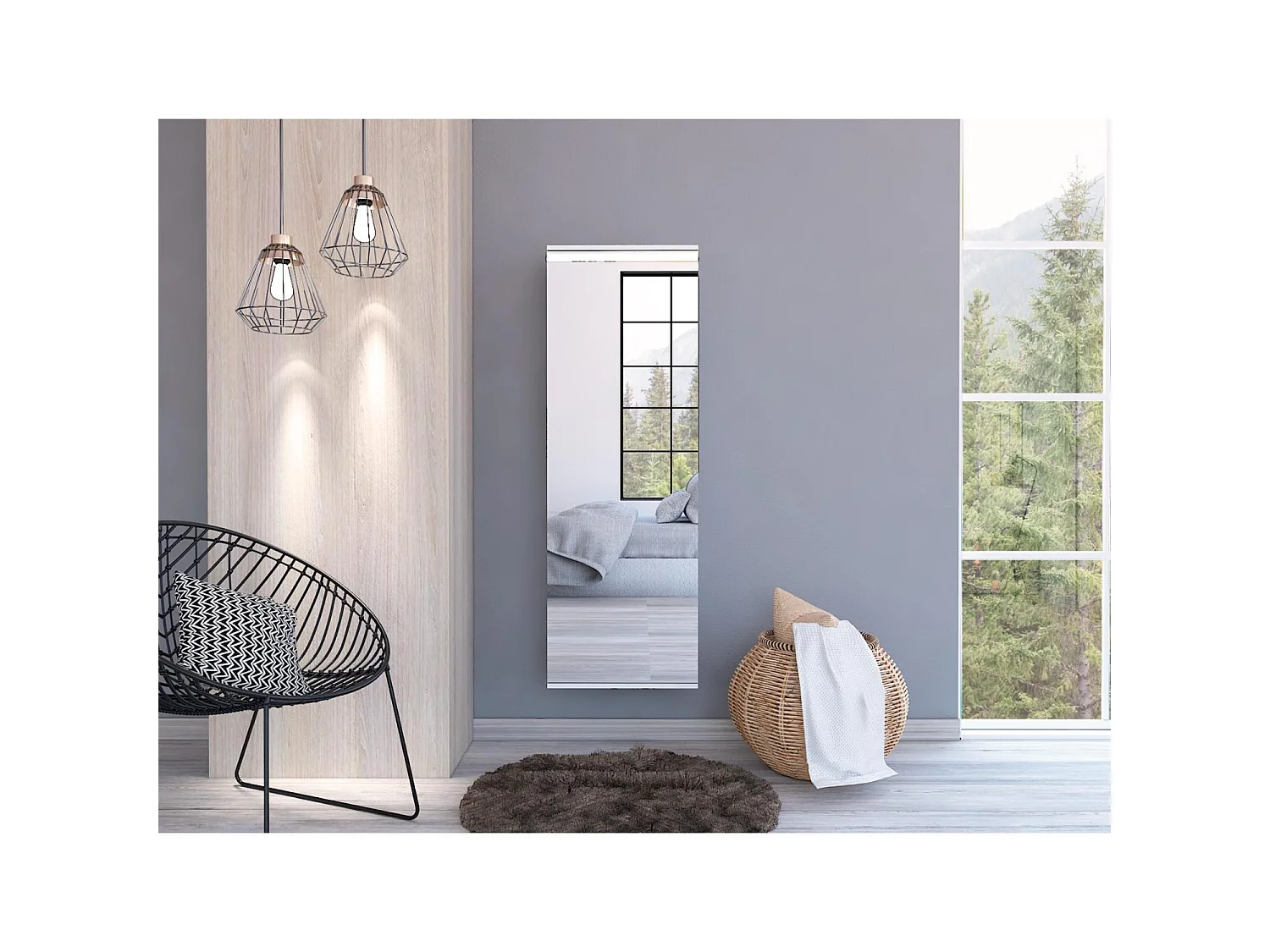Scarpiera Leto da 138 cm con specchio, bianco
