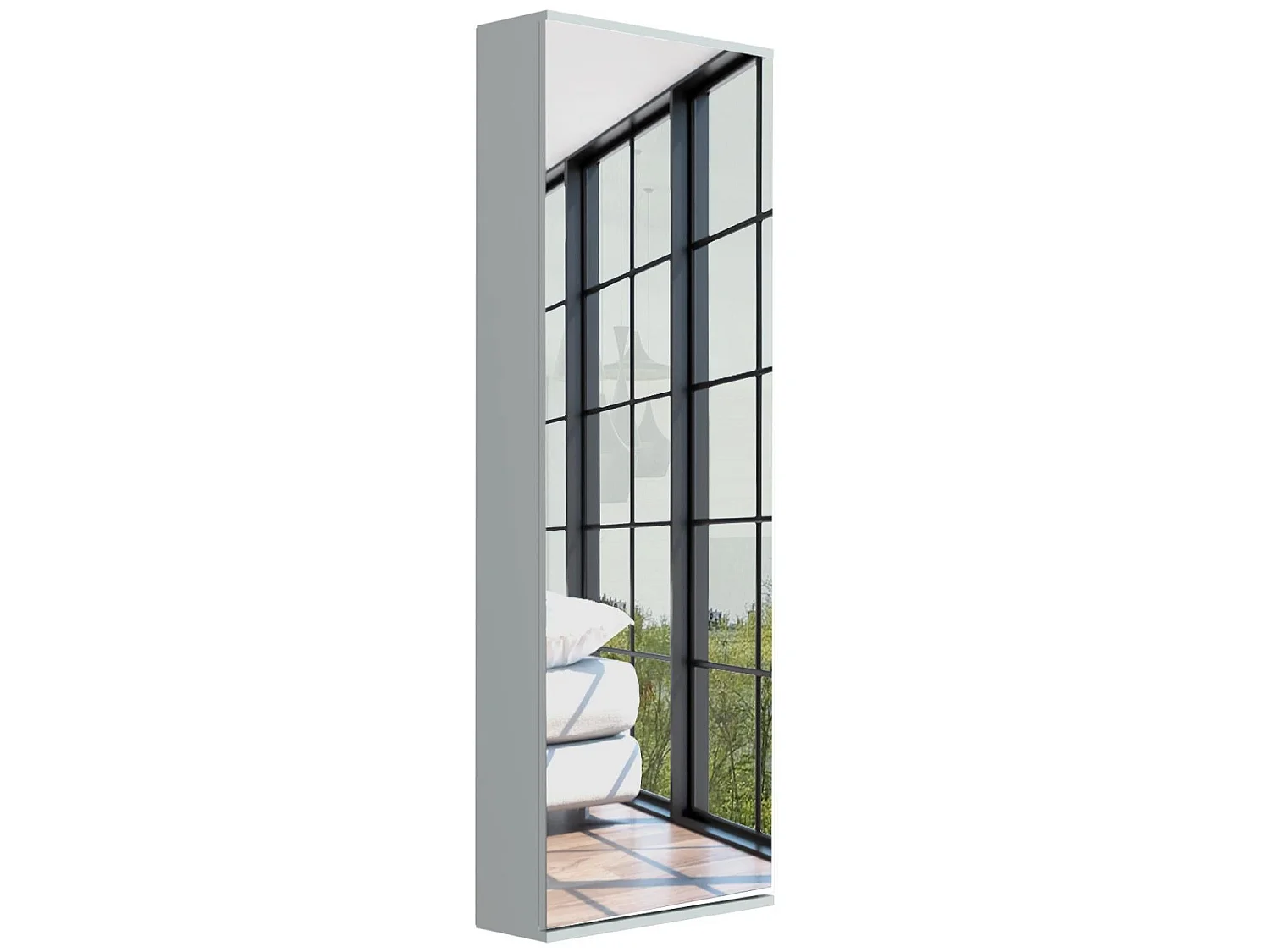 Scarpiera Leto da 138 cm con specchio, bianco