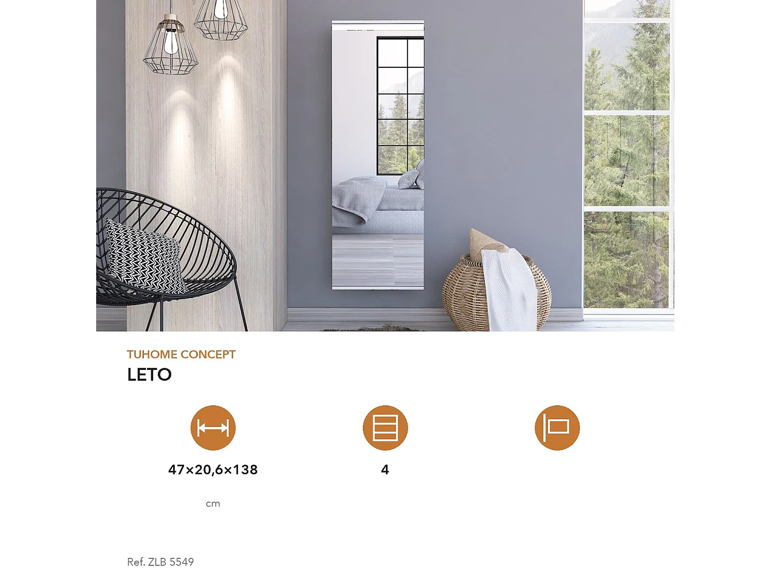 Scarpiera Leto da 138 cm con specchio, bianco