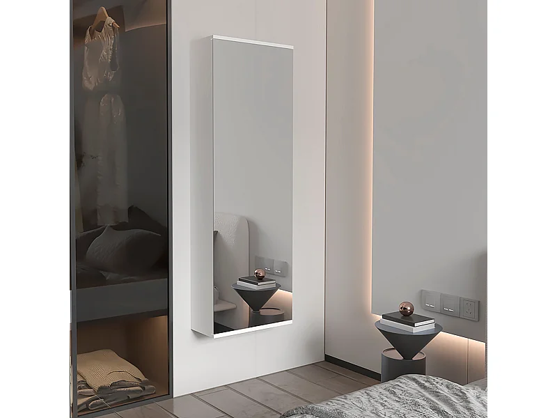 Zapatero de pared leto en Melamina, con espejo , 137.92 cm  X 46.99 cm  X 20.57 cm  , Gris / plata