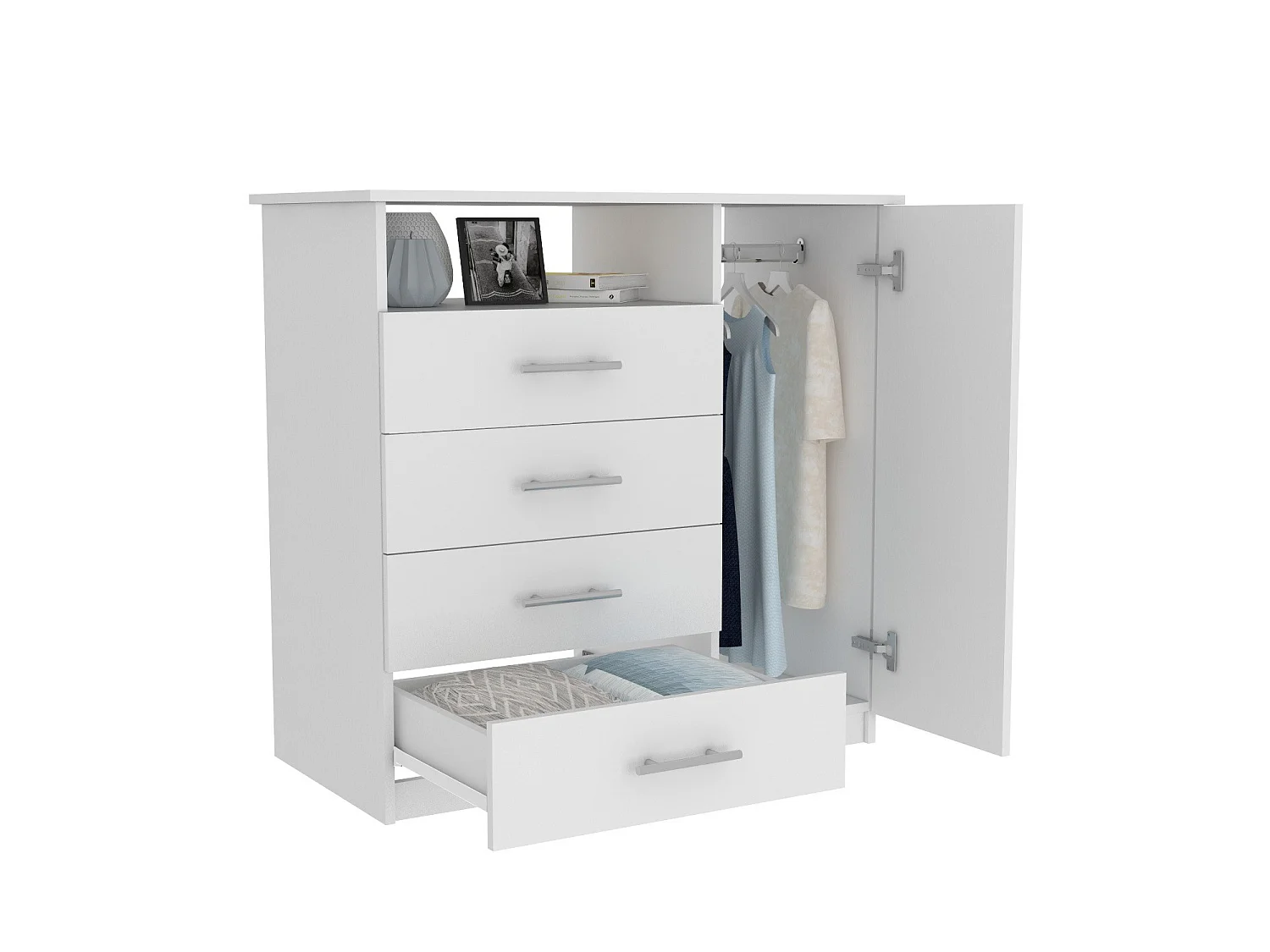 TUHOME CONCEPT Cassettiera Peru da 91 cm, bianco