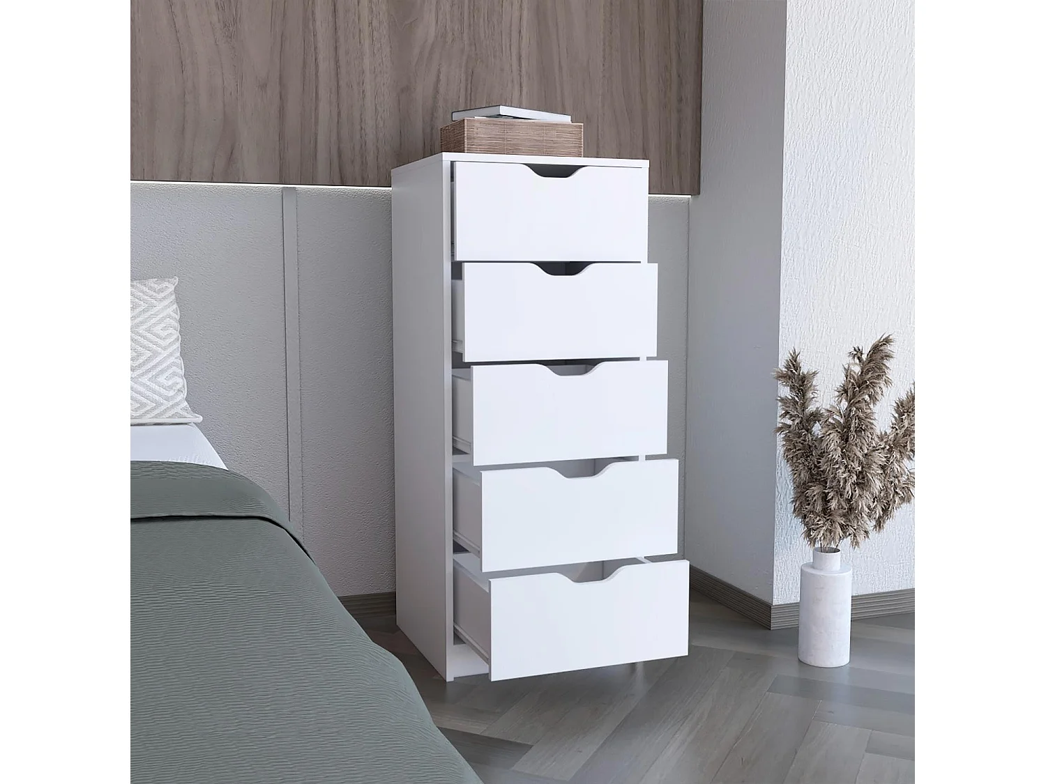 TUHOME CONCEPT Cómoda Basilea Narrow de 45 cm, blanco