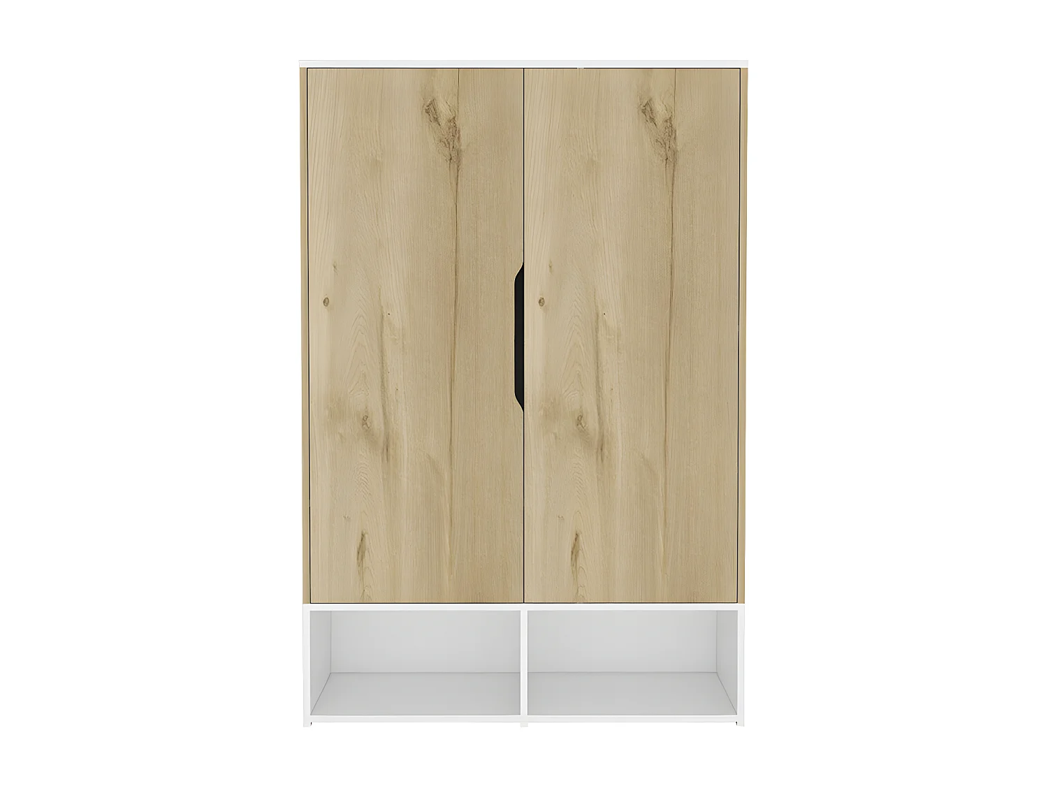 Armario Rosie en Melamina, dos estantes abiertos, puerta doble, cinco estantes, barra para colgar , 149.86 cm  X 99.99 cm  X 50 cm  , Multicolor