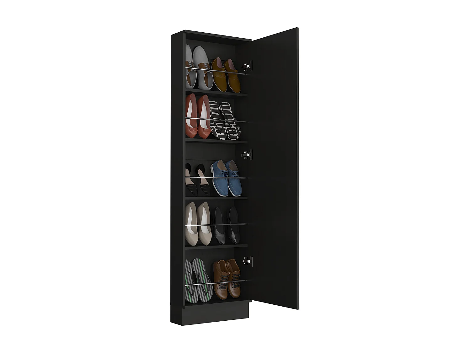 Sapateira de parede em melamina Leto xl, com espelho, 170 cm X 46.99 cm X 18.99 cm , Preto