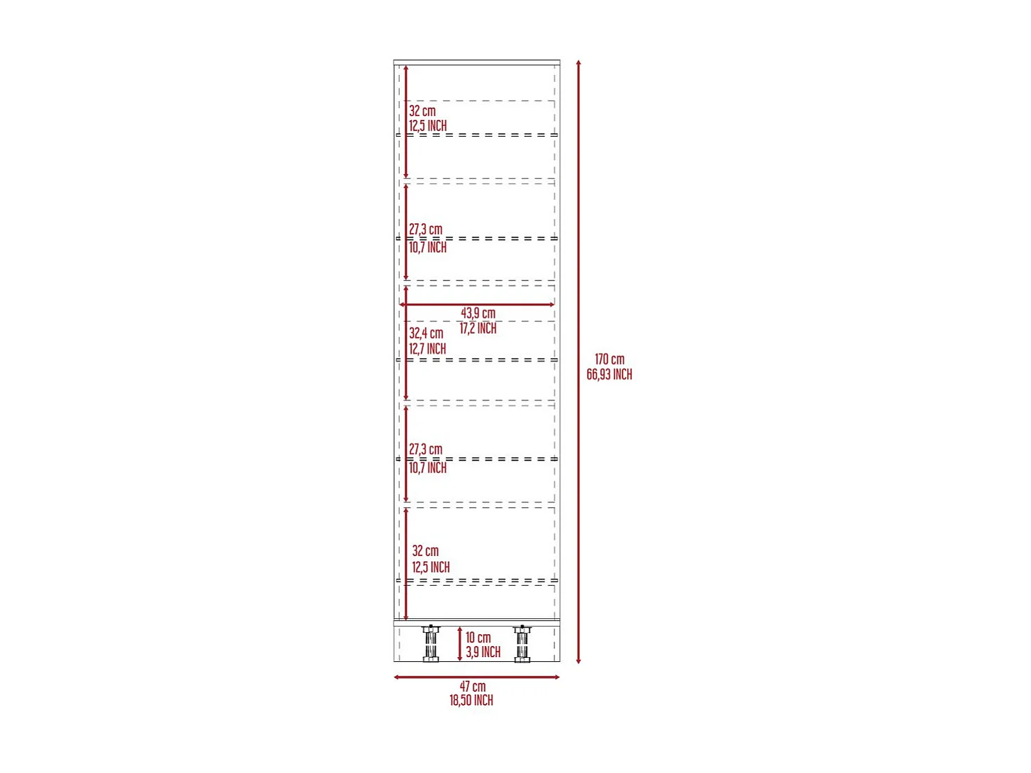 Sapateira de parede em melamina Leto xl, com espelho, 170 cm X 46.99 cm X 18.99 cm , Preto