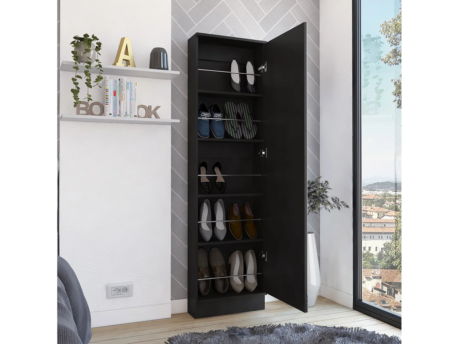 TUHOME CONCEPT Zapatero Leto de 170 cm, wengué
