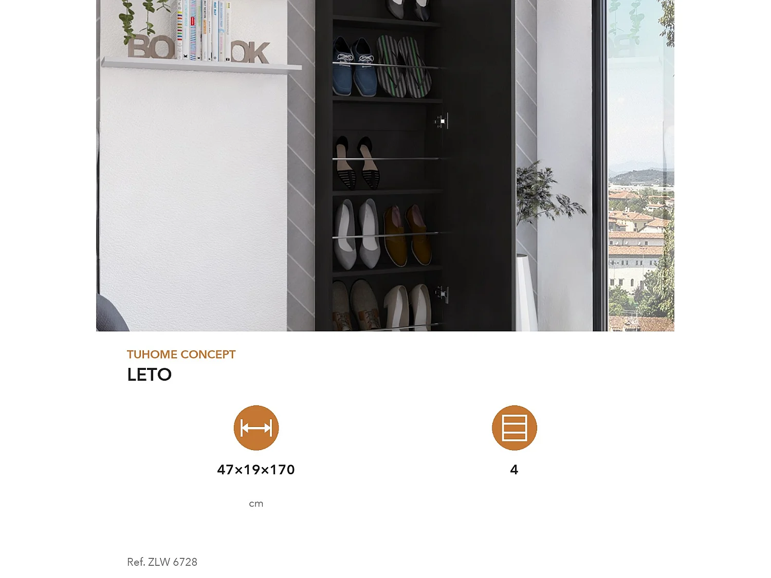 TUHOME CONCEPT Zapatero Leto de 170 cm, wengué