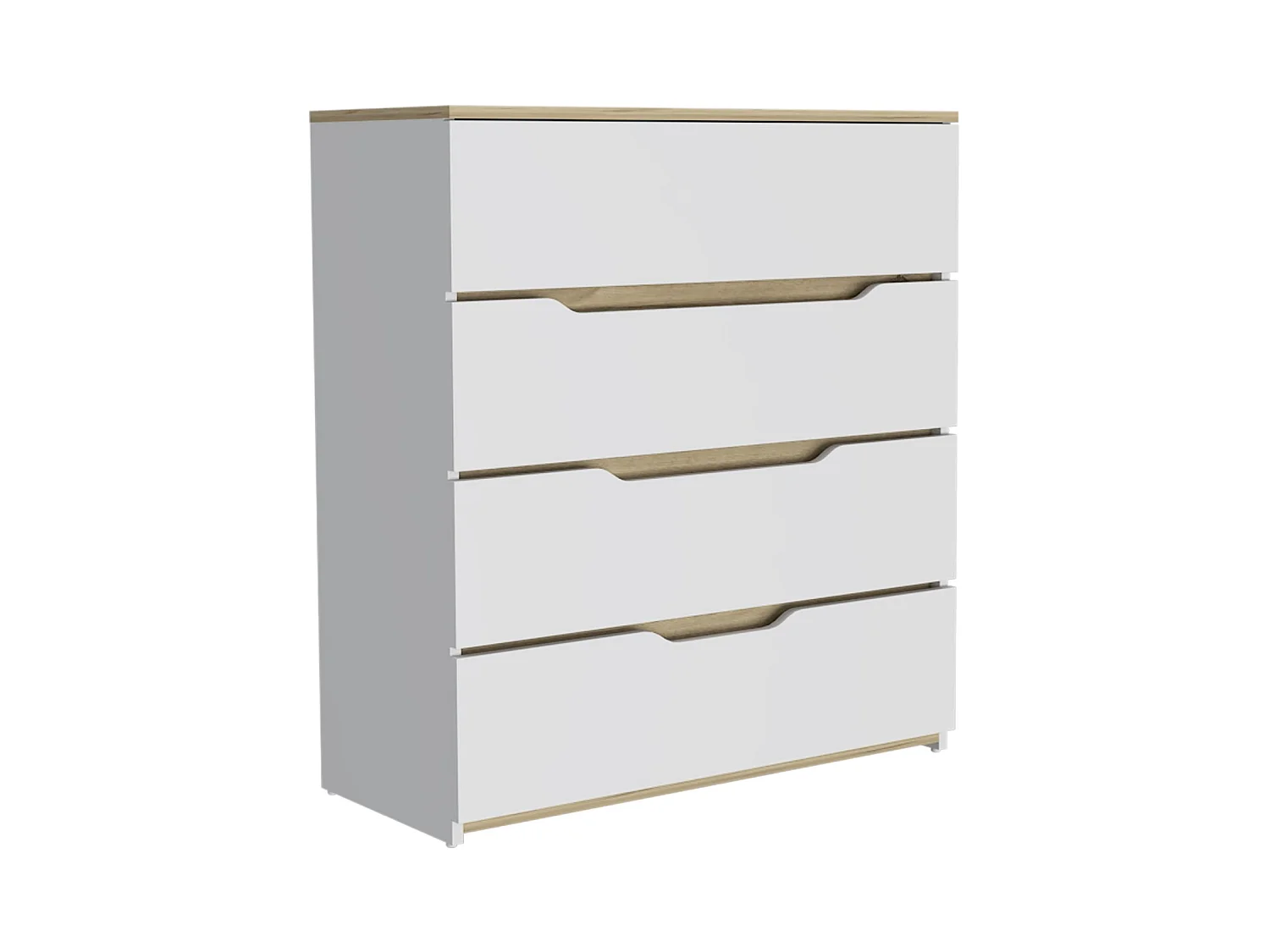 Cómoda Zoe de 80 cm, branco e carvalho claro