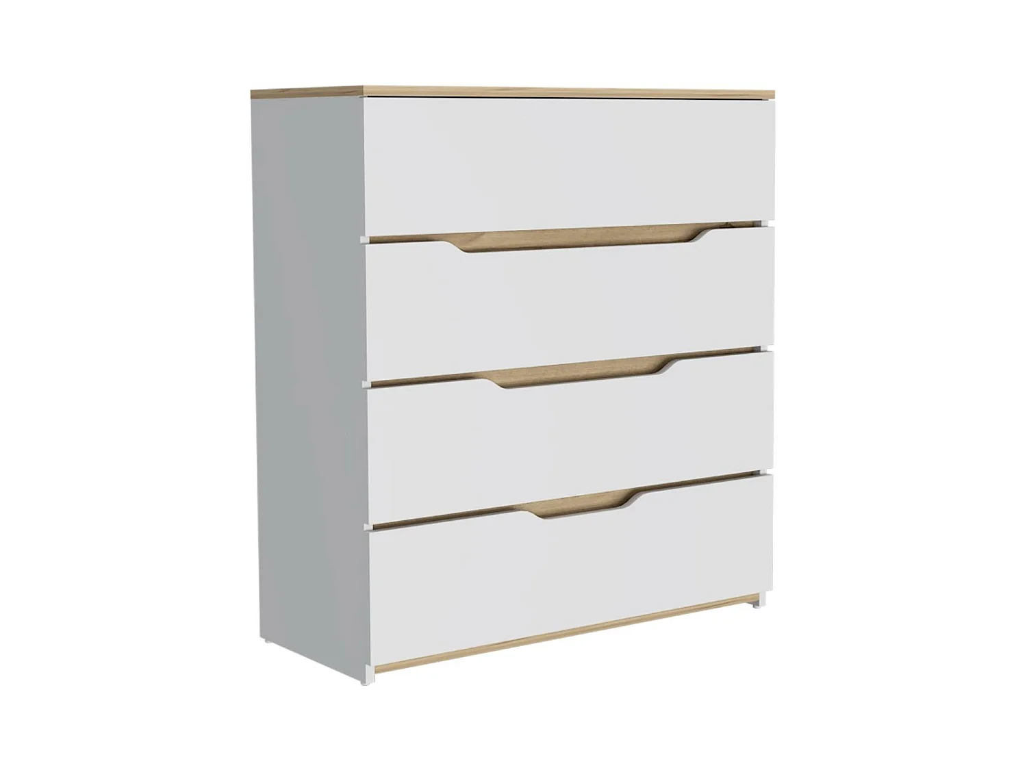Cómoda Zoe de 80 cm, branco e carvalho claro