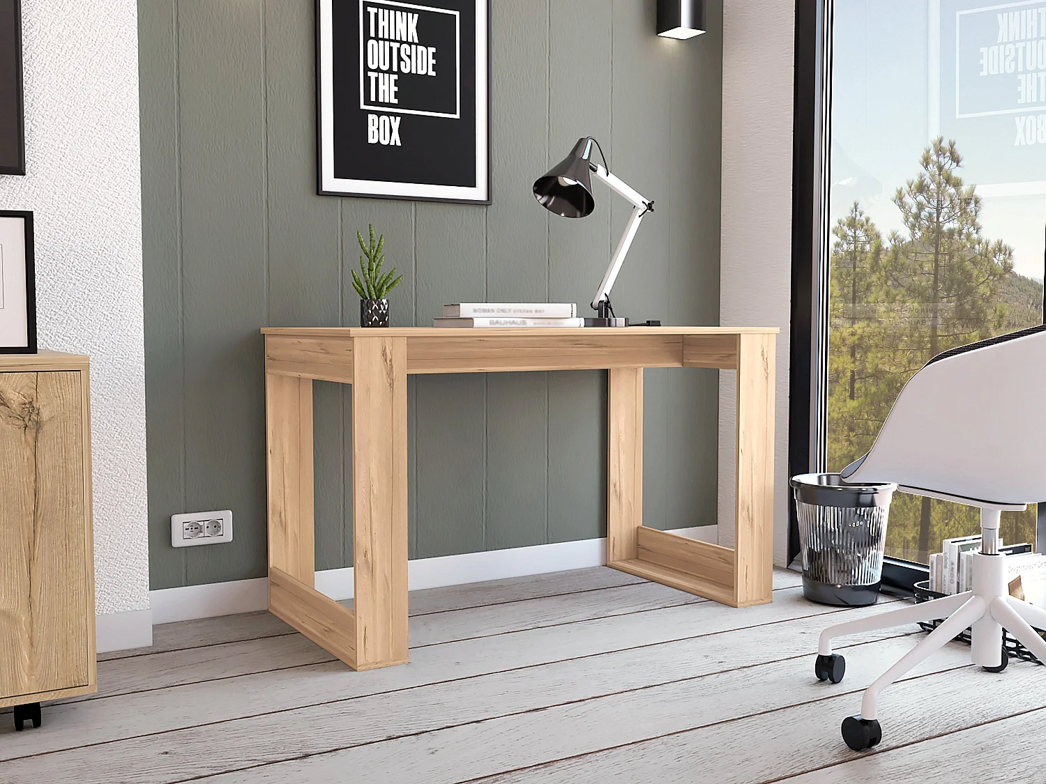 Bureau d'ordinateur Oviedo en mélamine, 72.89 cm X 119.88 cm X 59.94 cm , Beige