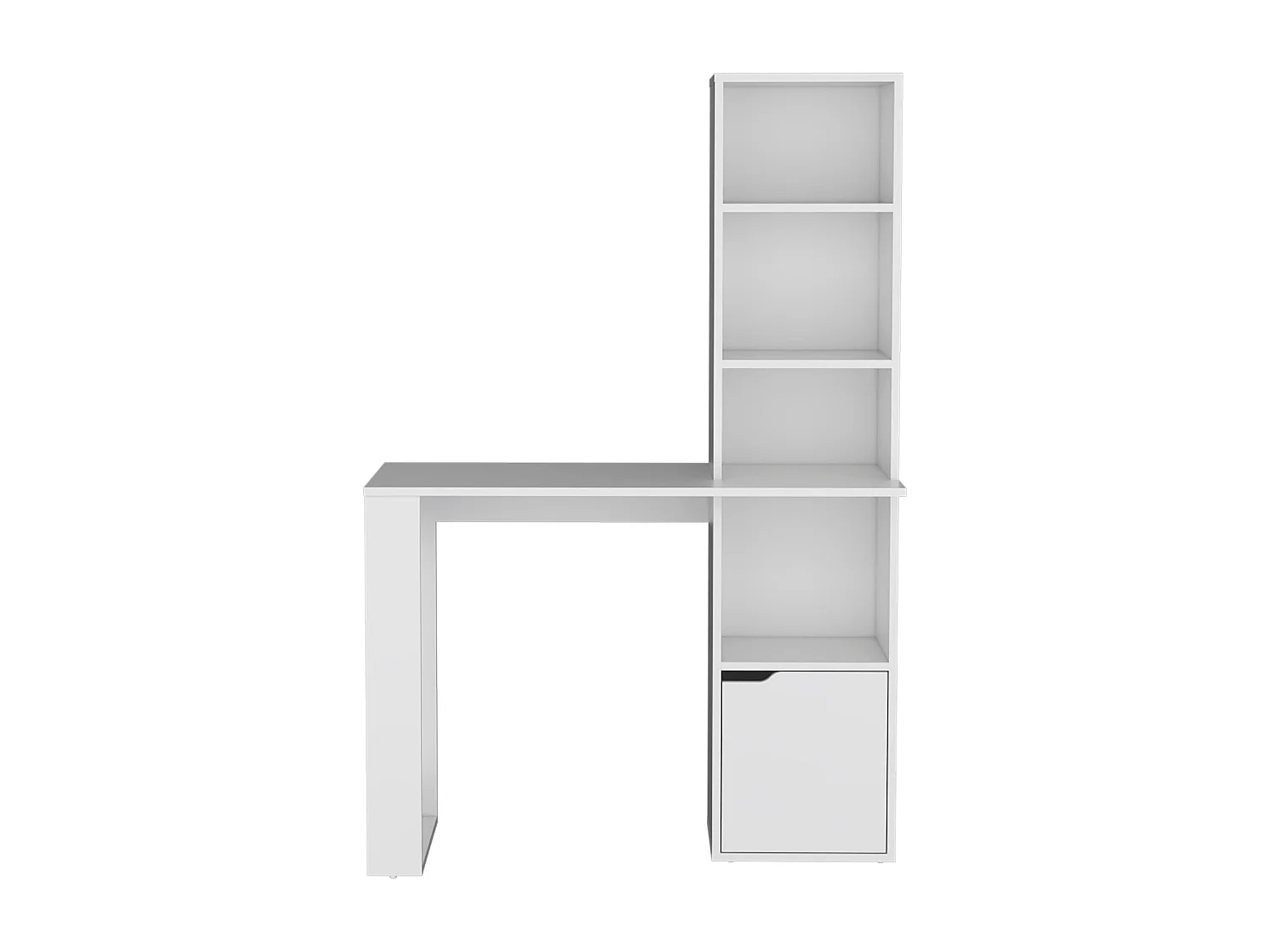 Secretária para computador Lowa em melamina com 1 armário e estante de 4 níveis, 148 cm X 98.50 cm X 45 cm , Branco