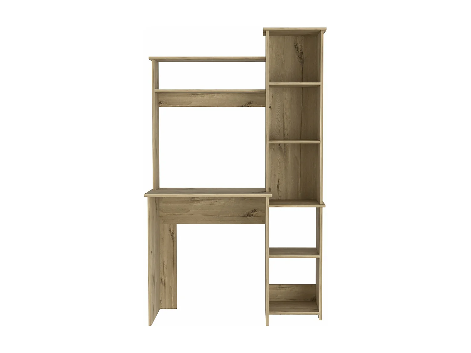 Bureau Versailles avec bibliothèque en mélamine avec 6 étagères 162.30 cm X 98.29 cm X 45.21 cm , Beige