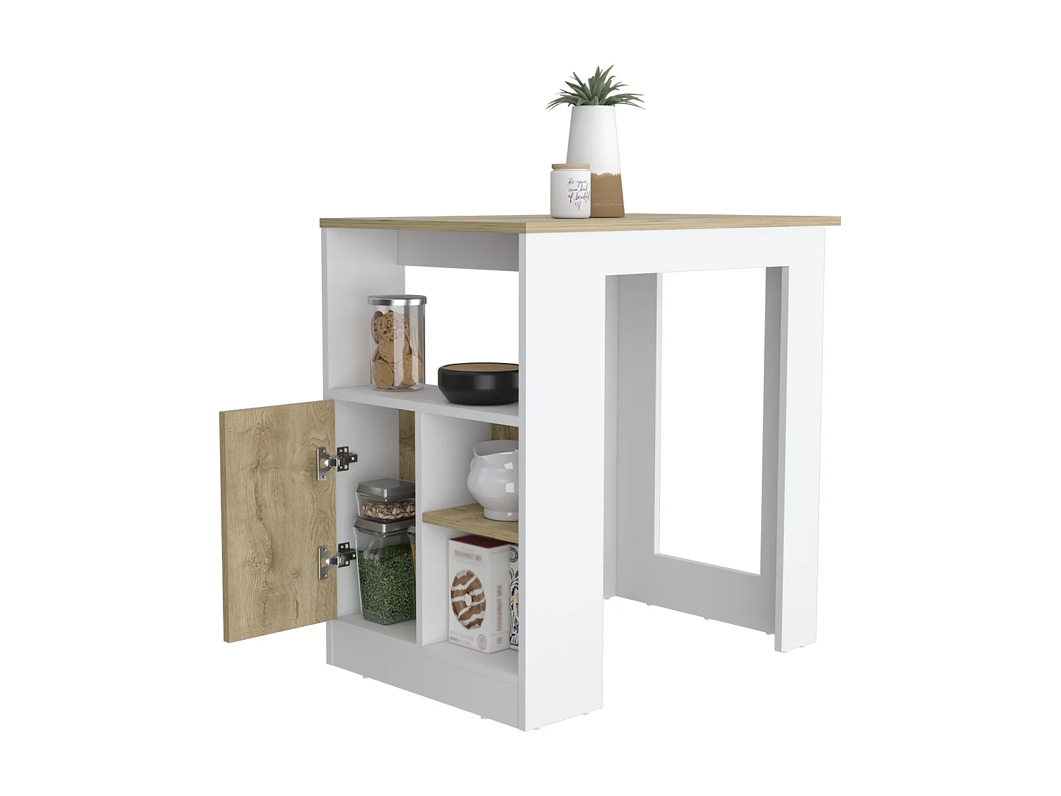 TUHOME CONCEPT Isla de cocina Stirling de 92 cm, blanco y macadamia