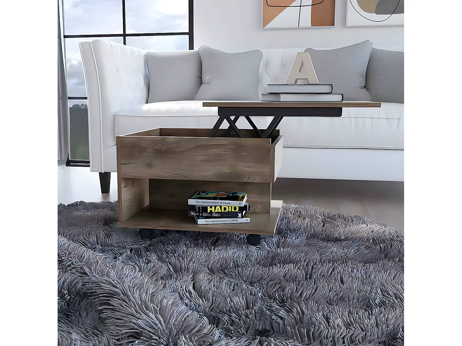 Mesa de centro Luanda en Melamina, con cajón de riel metálico , 38.86 cm  X 54.86 cm  X 49.78 cm  , Marrón