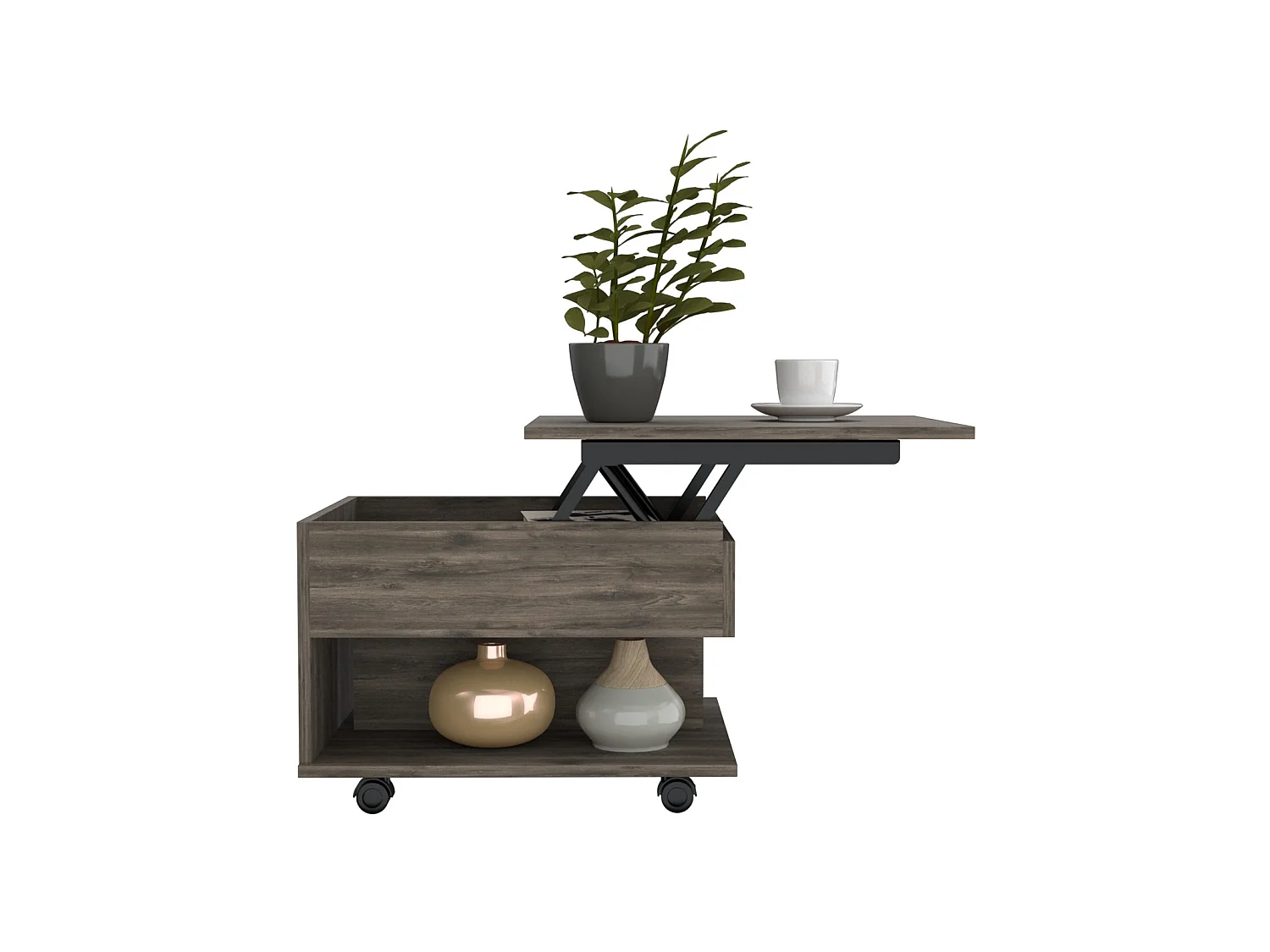TUHOME CONCEPT Mesa de centro elevatória Luanda de 55 cm, carvalho escuro