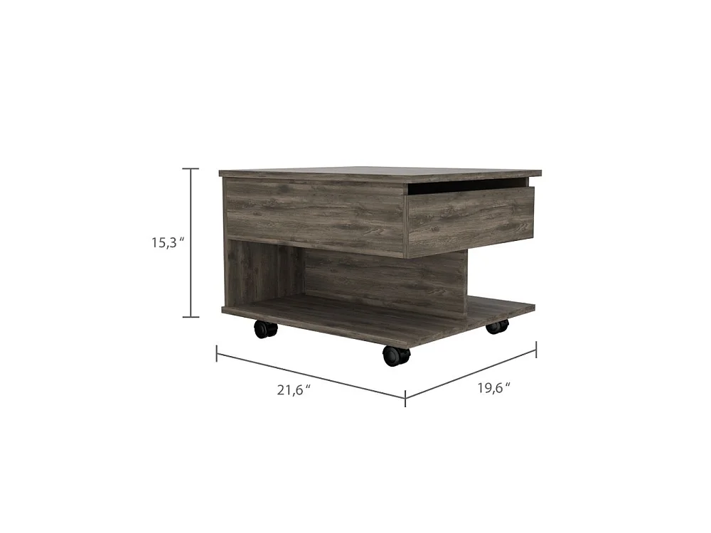 TUHOME CONCEPT Mesa de centro elevatória Luanda de 55 cm, carvalho escuro