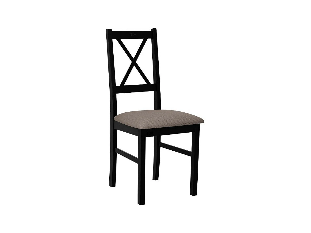 Chaise Victorville 173, Noir|Brun clair, 94x43x49cm, Tapisserie, En bois, Bois