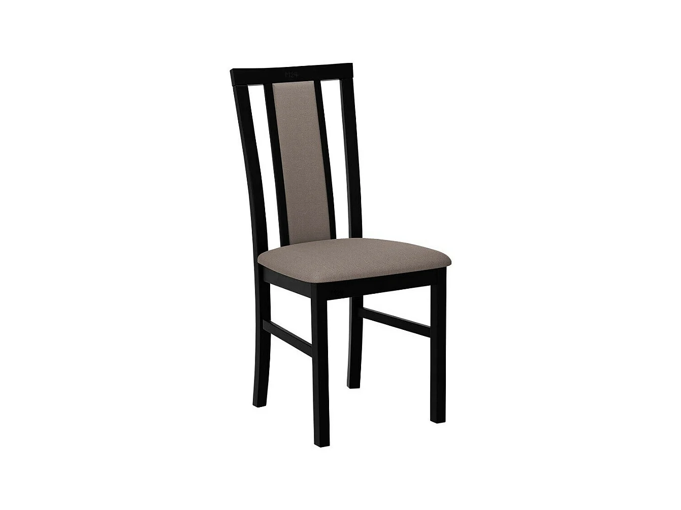 Silla Victorville 157, De color marrón claro|Negro, 93x43x40cm, Tapiz, De madera, Madera