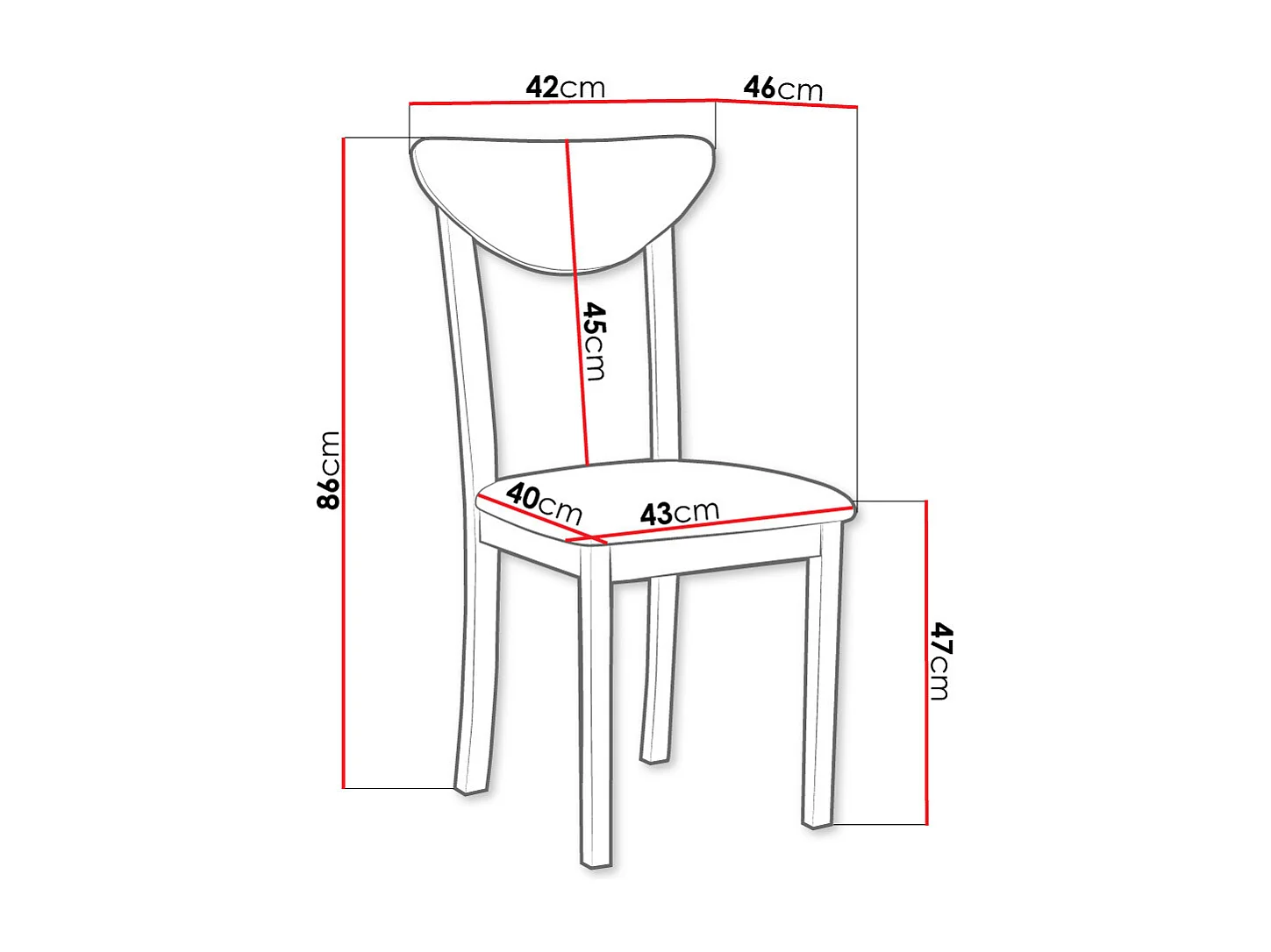 Silla Victorville 339, Marrón|Negro, 90x43x40cm, Tapiz, De madera, Madera