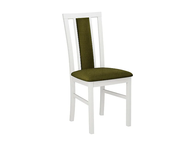 Chaise Victorville 157, Blanc|Vert, 93x43x40cm, Tapisserie, En bois, Bois