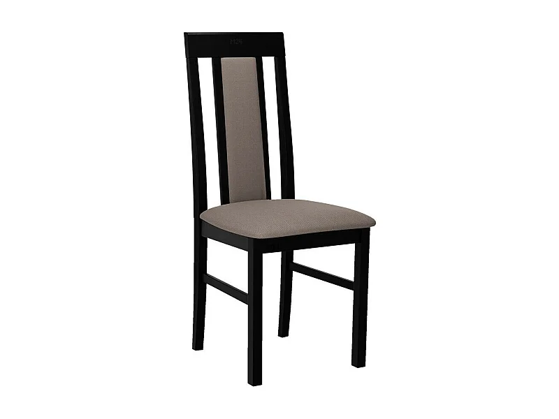 Silla Victorville 165, Negro|De color marrón claro, 96x43x40cm, Tapiz, De madera, Madera