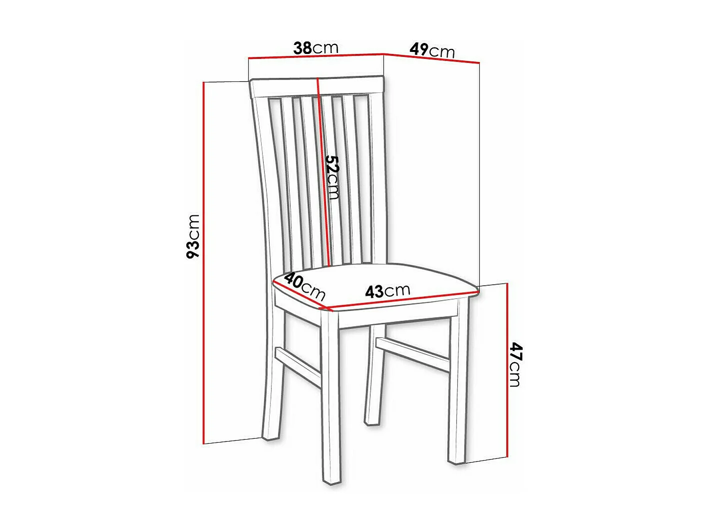 Chaise Victorville 155, Vert|Blanc, 93x43x40cm, Tapisserie, En bois, Bois