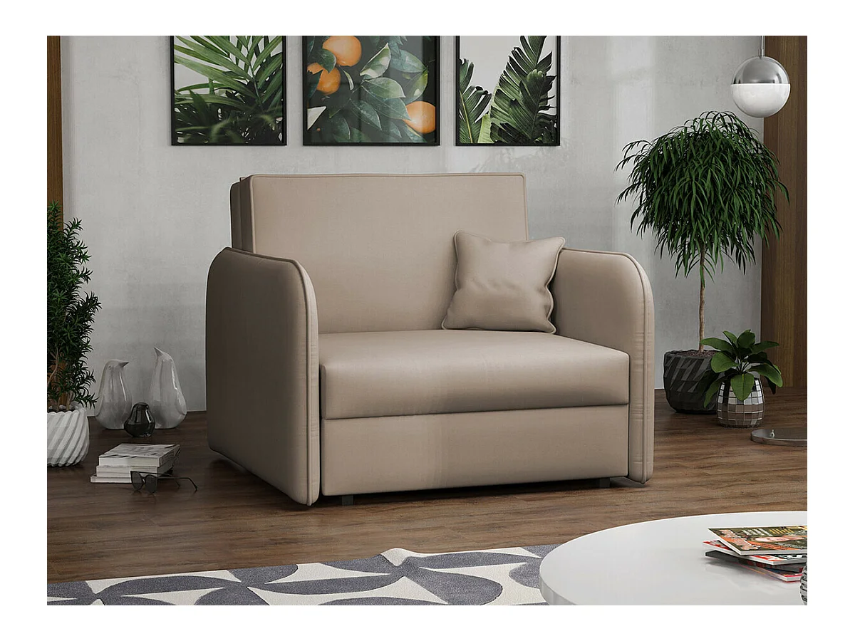 Sillón Columbus 125, De color marrón claro, 85x95x98cm, Tapiz, Patas: Metal