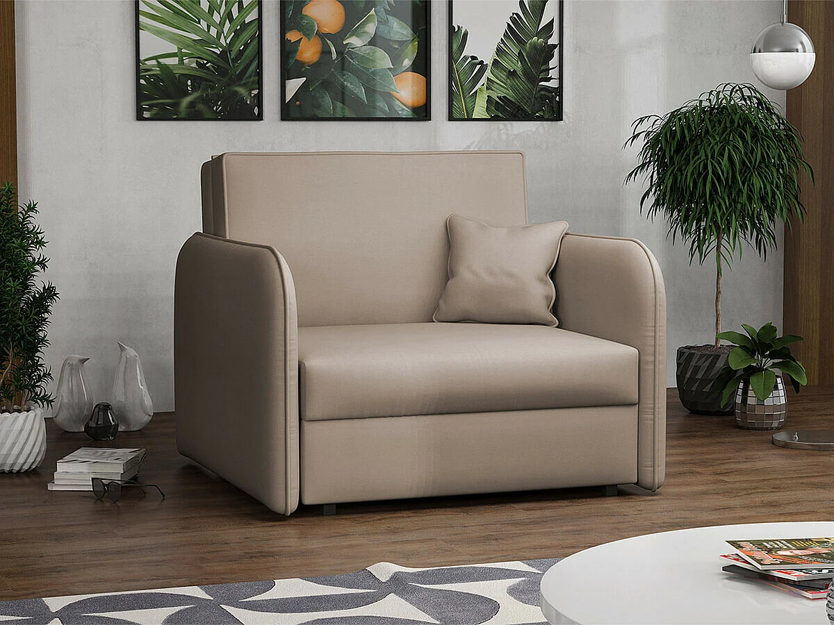 Poltrona Columbus 125, Nocciola, 85x95x98cm, Arazzo, Gambe: Metallo