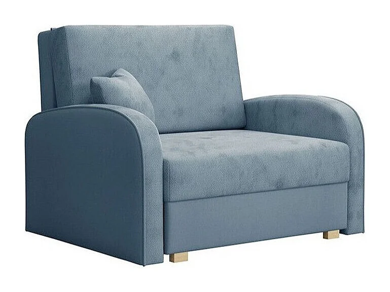 Fauteuil Columbus 160, Bleu, 85x103x98cm, Tissu, Pieds: Bois, Mobilier déjà assemblé