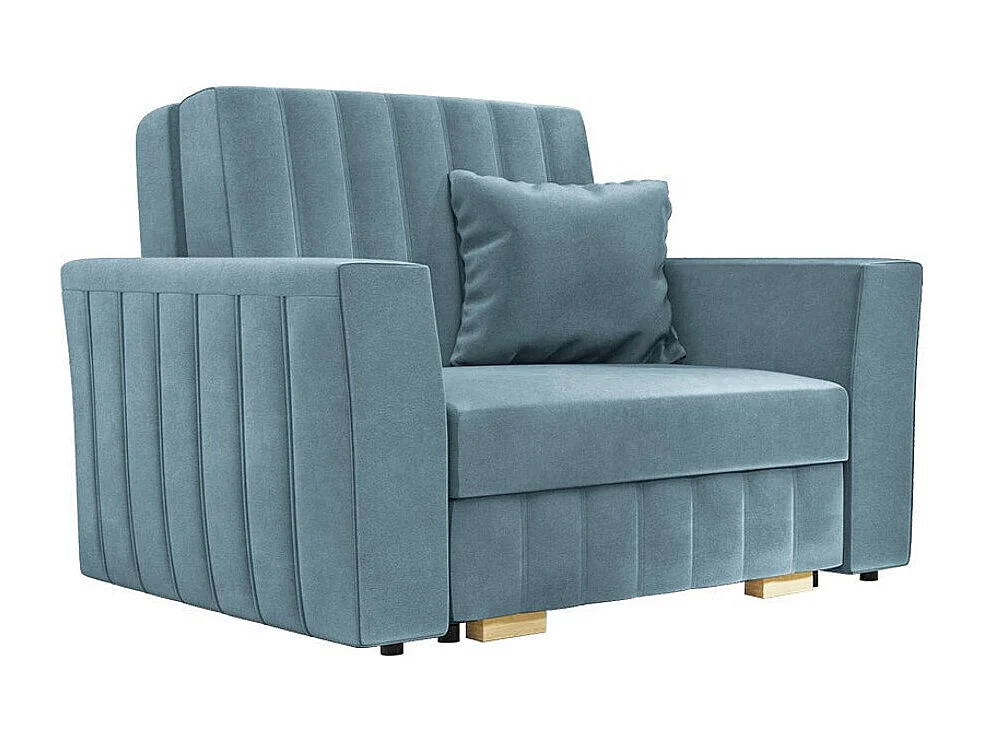 Fauteuil Columbus 135, Bleu, 85x115x98cm, Tapisserie, Pieds: Bois|Plastique