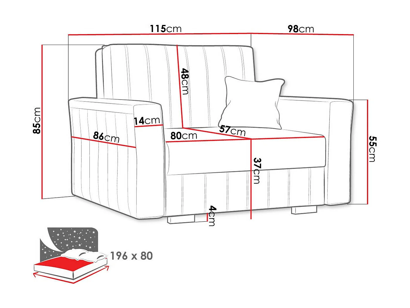 Fauteuil Columbus 135, Bleu, 85x115x98cm, Tapisserie, Pieds: Bois|Plastique