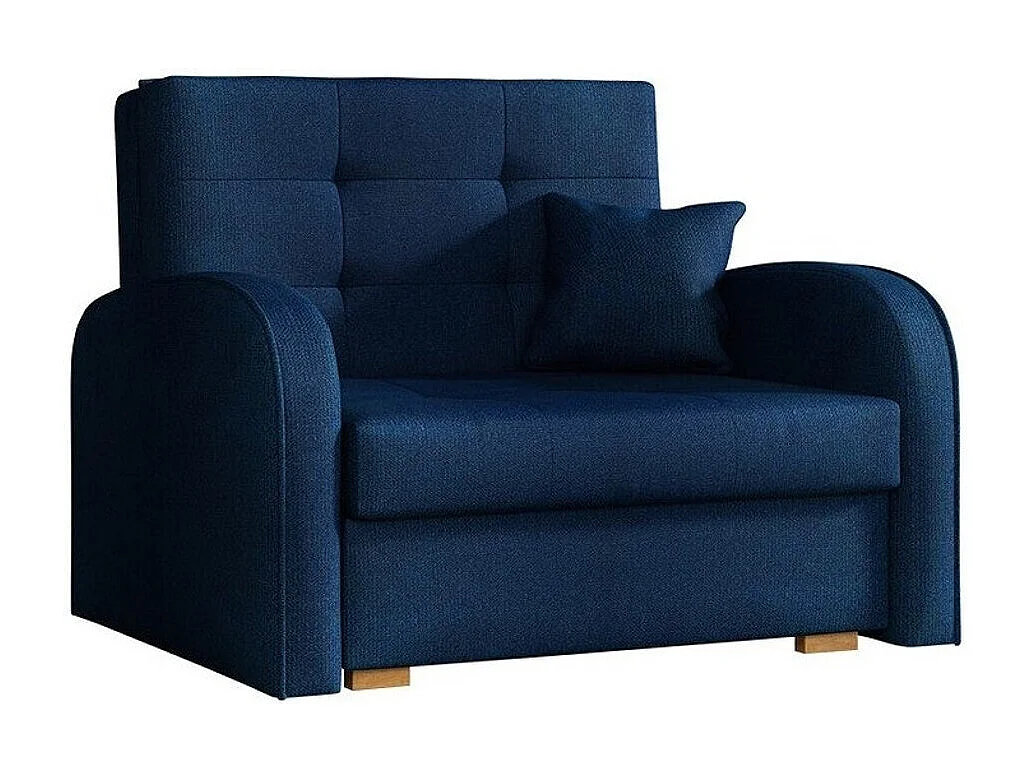 Fauteuil Columbus 114, Bleu, 85x103x98cm, Tissu, Pieds: Bois, Mobilier déjà assemblé