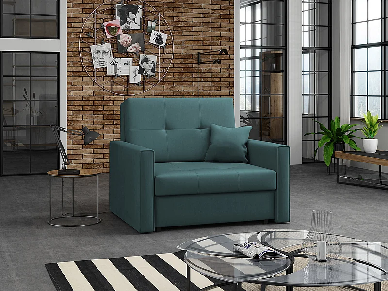 Fauteuil Columbus 104, Turquoise, 85x103x98cm, Tapisserie, Pieds: Métal