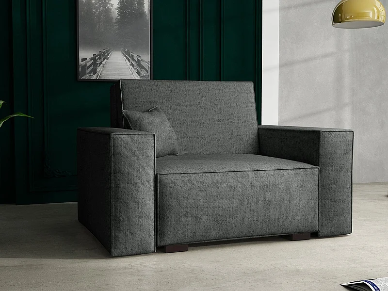 Fauteuil Columbus 195, Gris, 85x123x98cm, Tissu, Pieds: Bois, Mobilier déjà assemblé