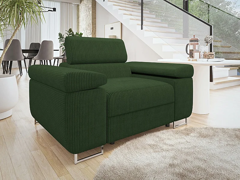 Fauteuil Comfivo Eliferu 106, Vert, 70x134x102cm, Tapisserie, Pieds: Métal
