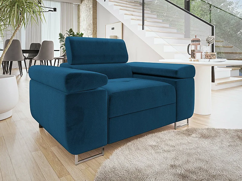 Sillón Comfivo Eliferu 106, Azul, 70x134x102cm, Tapiz, Patas: Metal