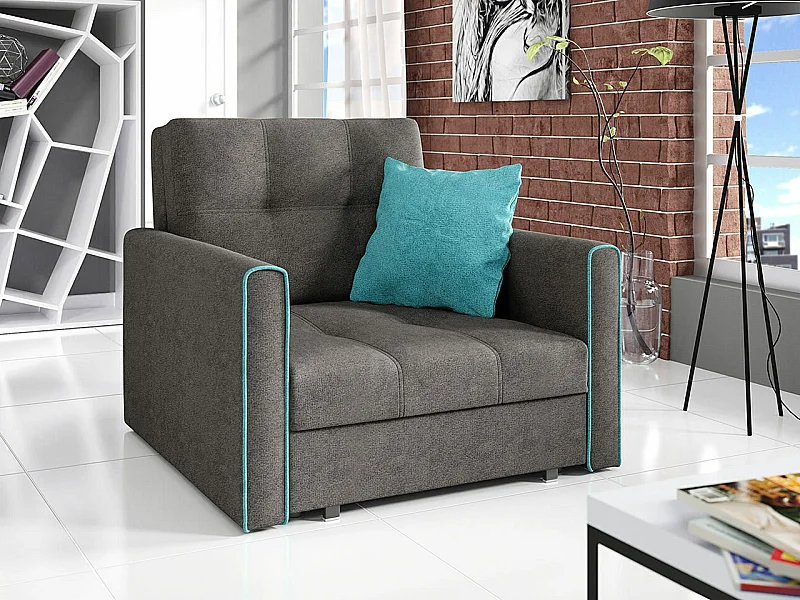 Fauteuil Columbus 104, Gris, 85x103x98cm, Tapisserie, Pieds: Métal