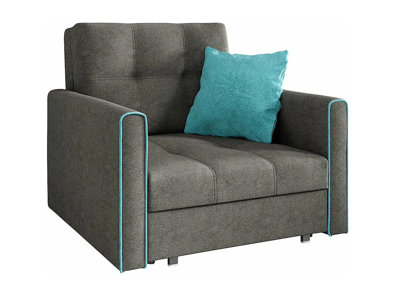 Fauteuil Columbus 104, Gris, 85x103x98cm, Tapisserie, Pieds: Métal