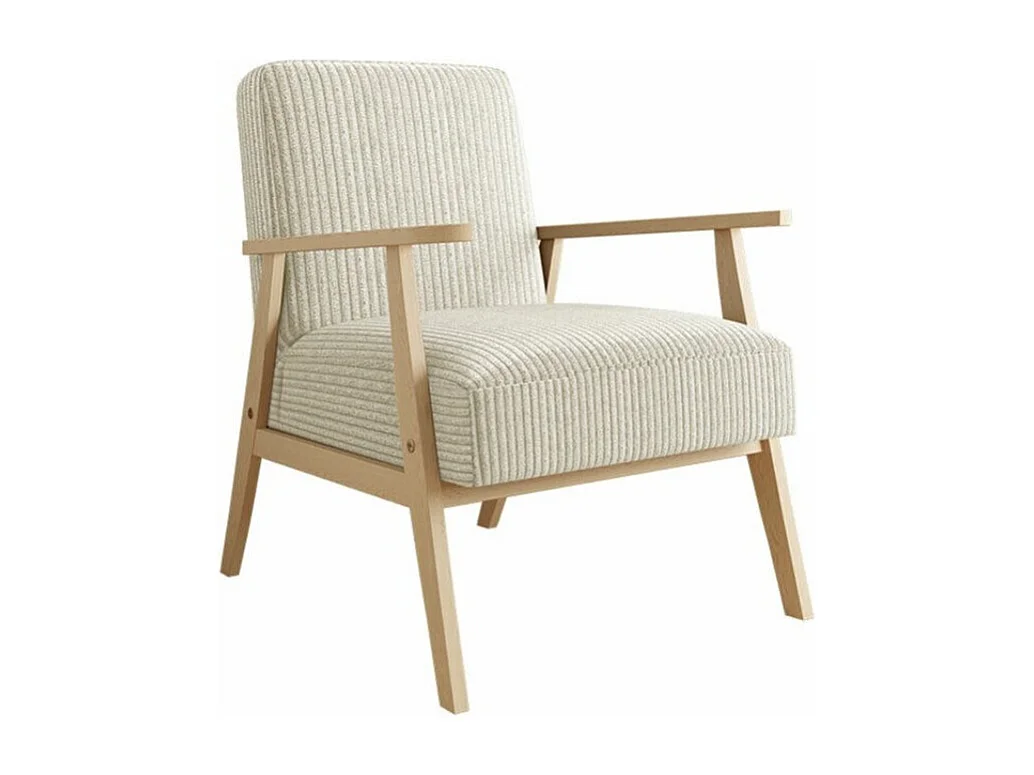 Fauteuil Clovis 100, Brun clair, 76x59x67cm, Tissu, Pieds: Bois